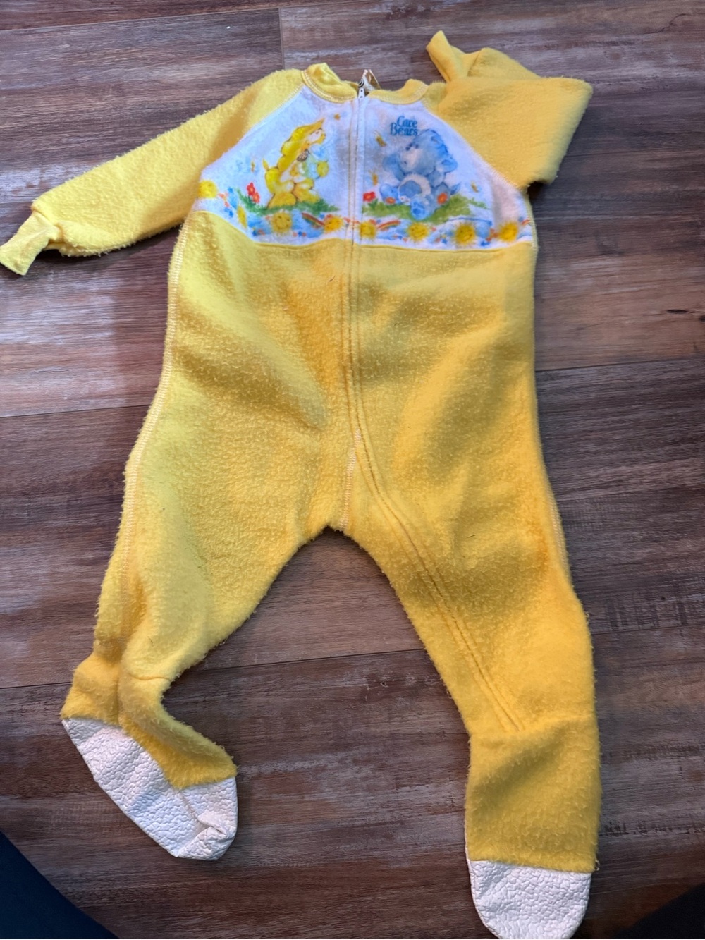 Vintage Yellow is Fleece Baby One-Piece Care Bears PJs size 3T